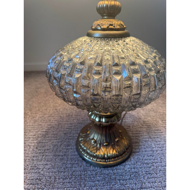1970's Art Deco Smokey Glass Table Lamp For Sale - Image 9 of 10