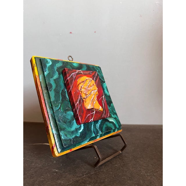 Grand Tour Style Faux Malachite N Rouge Marble Double Cameo Wall Plaque For Sale In Palm Springs - Image 6 of 6