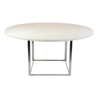 Model PK54 Round Dining Table in Rolled White Marble by Poul Kjærholm, 1963 For Sale