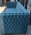 Not Yet Made - Made To Order Custom Capitone "Carmen" Tufted Blue Green Velvet Sofa For Sale - Image 5 of 11