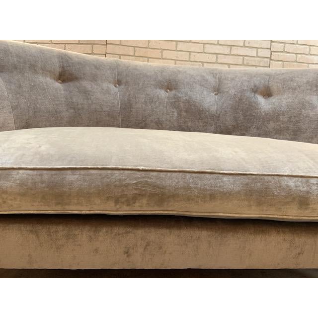 Henredon Curved Back Sofa With Rolled Arms and Pleated Back Newly