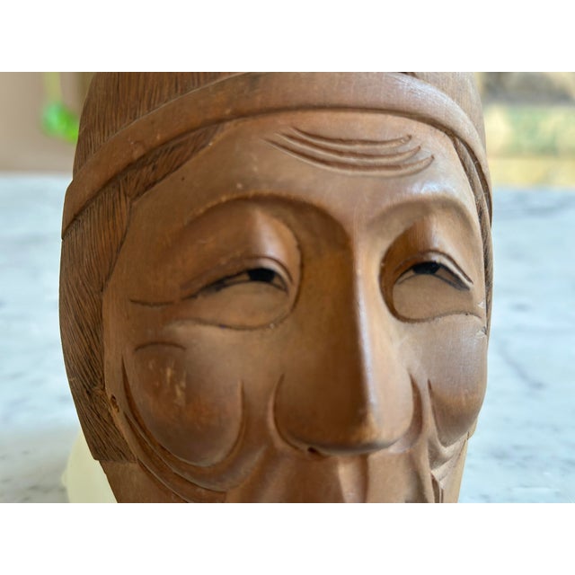 Vintage Japanese Kyogen Masks in Hand-Carved Wood, 1950s, Set of 2 For Sale - Image 5 of 15
