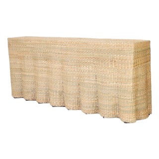 Woven Reed Ghost Drapery Console With Flat Back For Sale