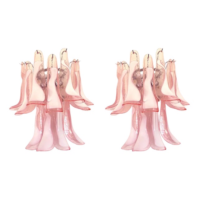 Pink Murano Glass Selle Wall Sconces in the style of Mazzega, Set of 2 For Sale