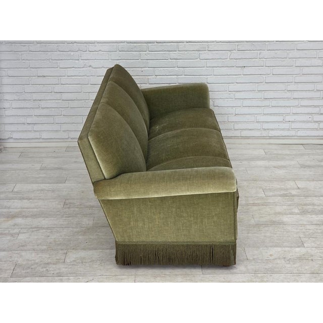 Danish 3-Seater Sofa in Green Velour and Beech, 1970s For Sale - Image 10 of 18