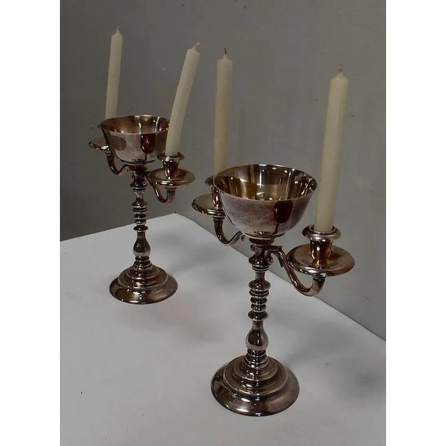 Vintage Silver-Plated Candleholders, Set of 2 For Sale - Image 3 of 18