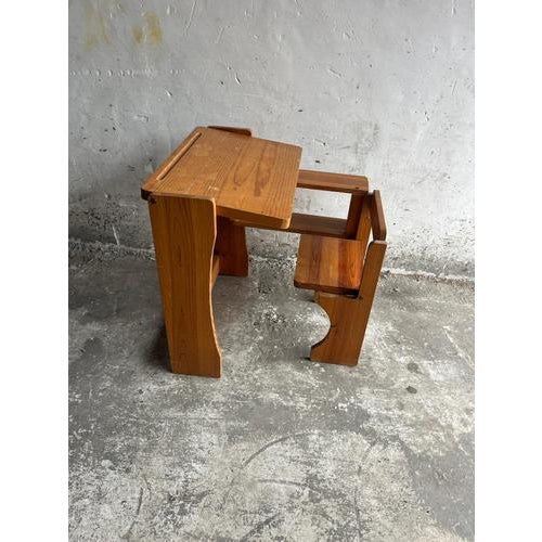 Vintage Folding Wooden School Desk with Bench, 1960s For Sale - Image 9 of 10