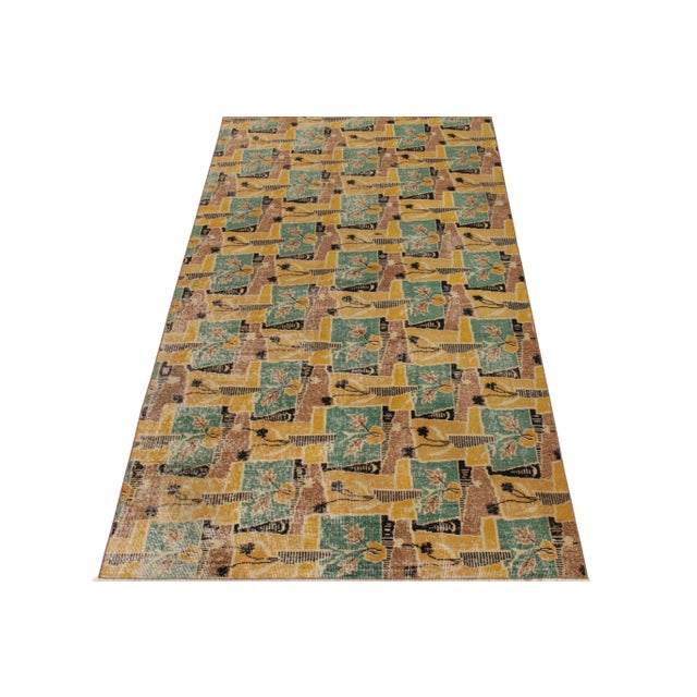 Hand-knotted in wool, a 4x6 vintage rug from a venerated Turkish designer, joining our commemorative Mid-Century Pasha...