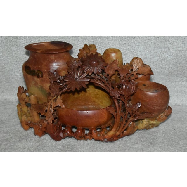 Vintage Asian Carved Soapstone Decorative Piece For Sale - Image 4 of 12