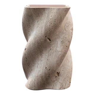 Fuuuusillo Travertine End Table by BURGIO. For Sale