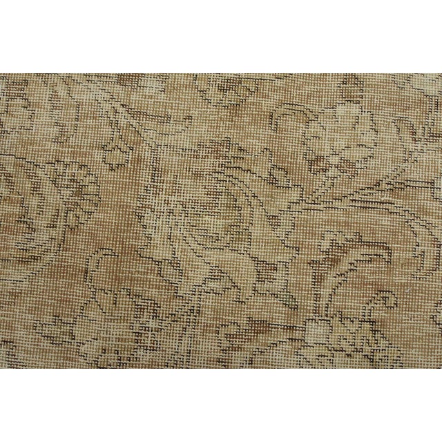 Tabriz Rug 9’9” X 12’2” Brown Wool Vintage Distressed Hand-Knotted Carpet For Sale - Image 4 of 14