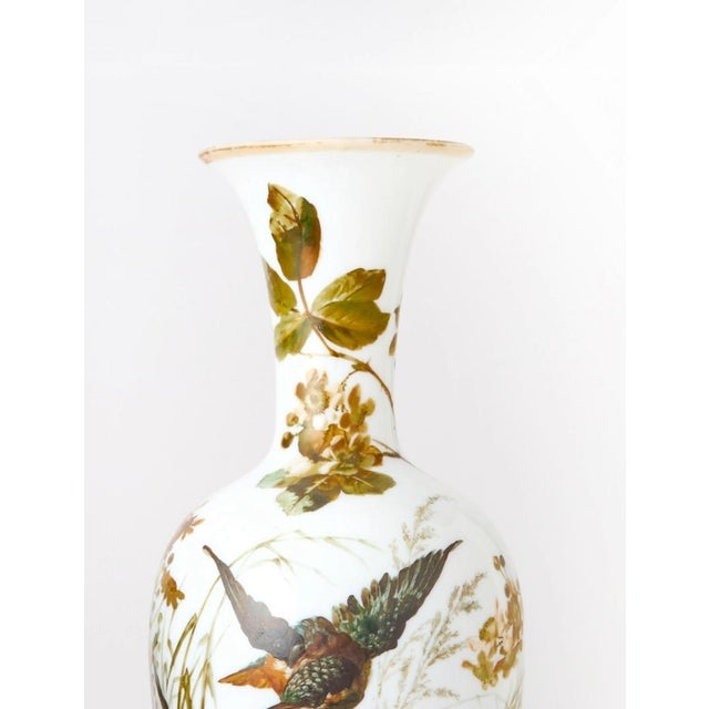 Exquisite Pair of 19th Century French Hand-Painted Opaline Glass Decorative Vase For Sale In New York - Image 6 of 10