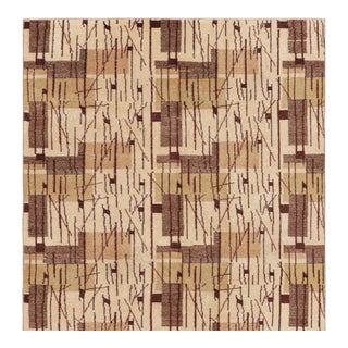 Vintage Zeki Müren Rug in Beige-Brown With Geometric Patterns, From Rug & Kilim For Sale