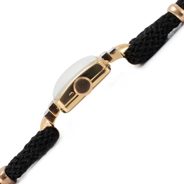 Bucherer Ladies Vintage Retro Bucherer Cocktail 17mm Diamond 18k Gold Mechanical Watch For Sale - Image 4 of 11