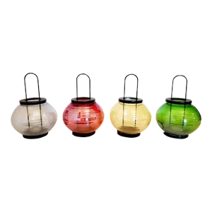 Glass & Metal Candle Lanterns, Set of 4, Vintage