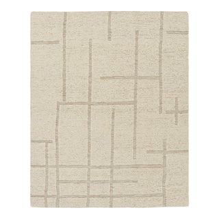 Rug & Kilim’s Modern Rug with Cream High-Low Geometric Patterns - 12x15 For Sale