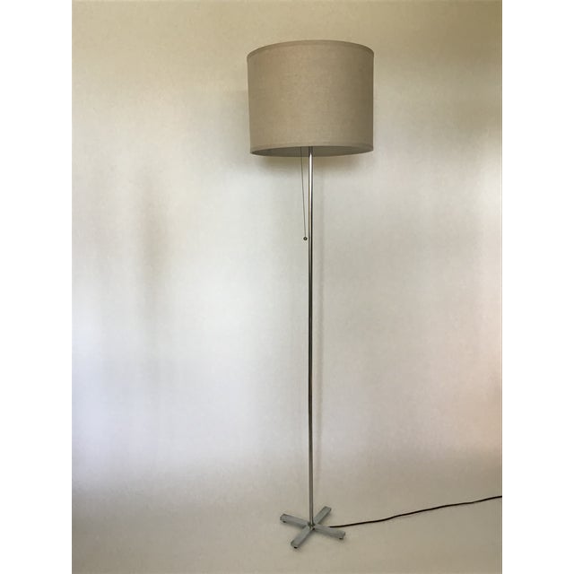 Mid-Century Modern Mid-Century Modern Chrome Floor Lamp – X-Base With Shade For Sale - Image 3 of 3
