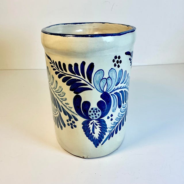 Ceramic Early 1900s Antique Boho Chic Rustic European Faience Delft Crock Vessel. For Sale - Image 7 of 13