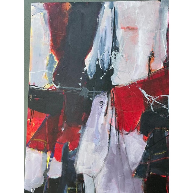 Wood Vintage Abstract Expressionist Oil Painting on Canvas For Sale - Image 7 of 12