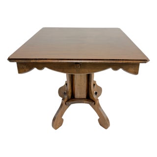 Antique Victorian Eastlake Walnut Parlor Table With Pedestal Base For Sale