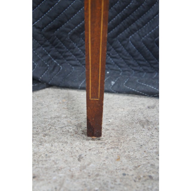 Vintage Federal Style Mahogany Marquetry Inlaid Demilune Console Hall Table For Sale - Image 9 of 13