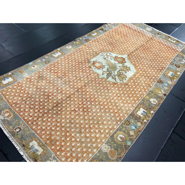 Orange Floral Vintage Rug - 3′10″ × 7′1″ For Sale In Phoenix - Image 6 of 11