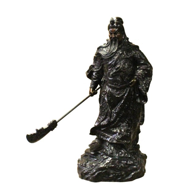 Brown Chinese Handmade Metal Bronze General Quan Statue For Sale - Image 8 of 8