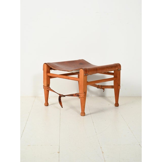 Safari Stool in Oak and Leather, 1960s For Sale - Image 11 of 11
