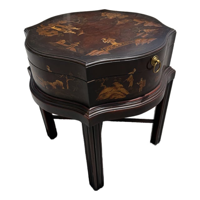 Theodore Alexander Indochine the Floral Painted Box Accent Table For Sale