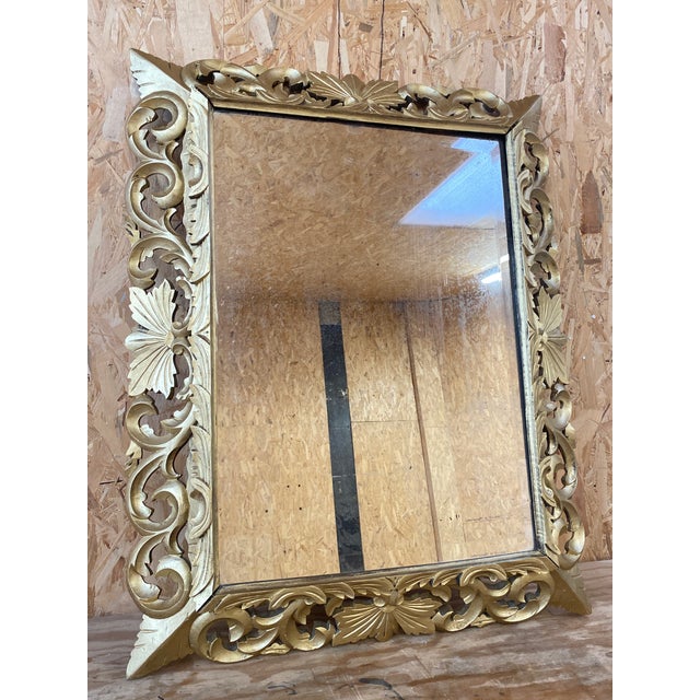 Baroque 19th Century Gilded Wooden Mirror For Sale - Image 3 of 9