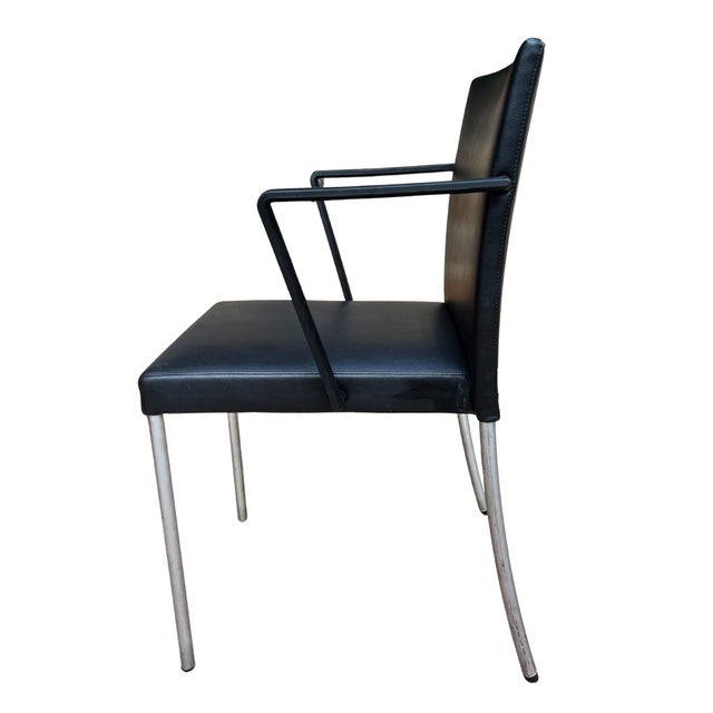 Black George Chairs in Black Leather with Metal Frames by Eoos for Walter Knoll / Wilhelm Knoll, Germany, 2000s, Set of 6 For Sale - Image 8 of 11