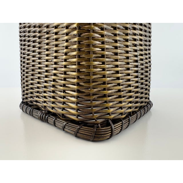 Vintage Woven Brass Metal Tissue Box Cover For Sale - Image 4 of 11