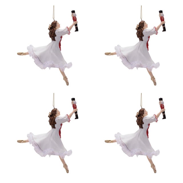 2020s Ballerina and Nutcracker Ornament Set of 4  5.75"H Resin For Sale - Image 5 of 5