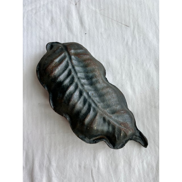 Brown Vintage Cast Iron Leaf With a Snail Catchall For Sale - Image 8 of 8