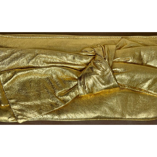 2010s Gold Calfskin Bow Clutch For Sale - Image 5 of 10