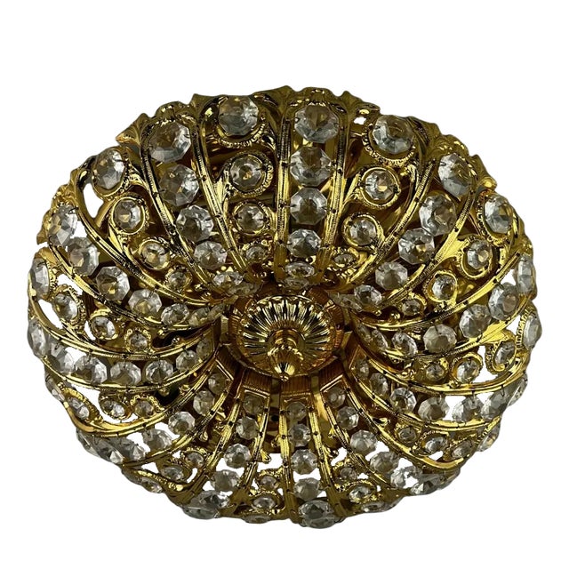 Mid-Century Brass & Glass Ceiling Lamp by Peris Andreu for S. A. Riper For Sale