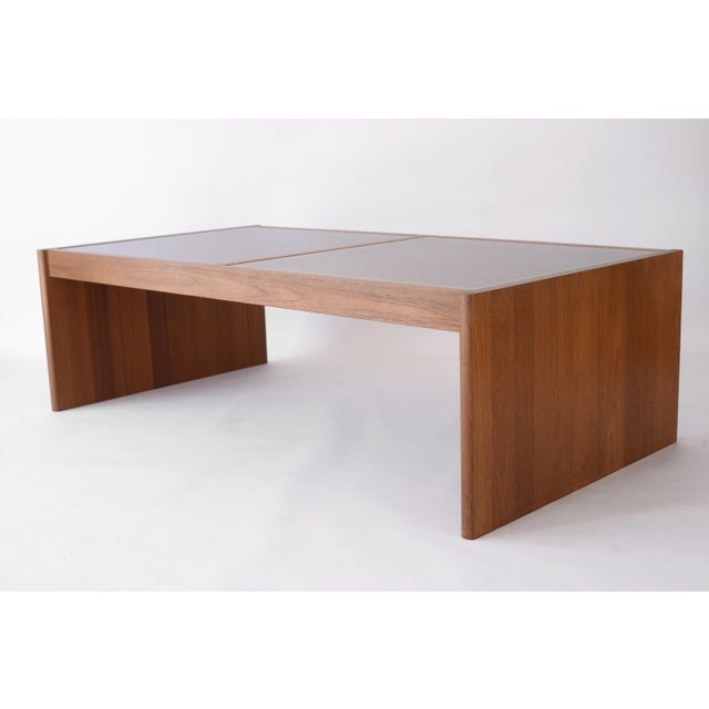 Mid-Century Modern Vintage Danish Komfort Lattice Pattern Teak and Glass Coffee Table & Side Table Set For Sale - Image 3 of 12