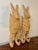 A charming pair of vintage hand carved wooden rabbit wall hooks, handcrafted in the Philippines. Each whimsical rabbit is...