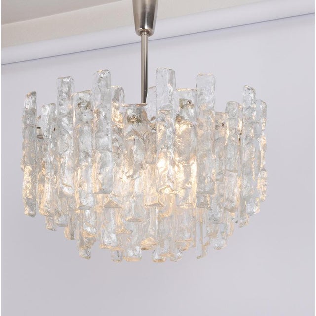 Large Soria Chandelier in Ice Glass from Kalmar, Germany, 1970 For Sale - Image 10 of 14