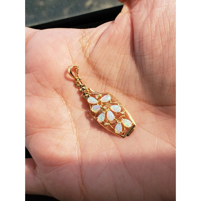 Contemporary Vase Full of Pear Shaped Opals Necklace 16" For Sale - Image 3 of 4