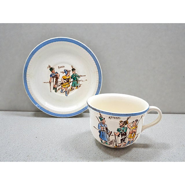 Blue Tea Cups by Gariboldi for Richard Ginori, 1940s, Set of 2 For Sale - Image 8 of 10