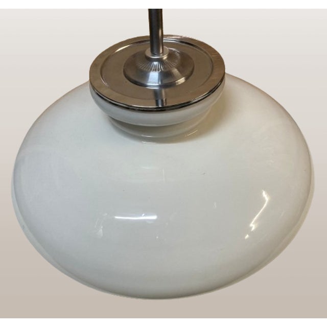 Opaline Glass Pendant Lamp for Kitchen Counter Upcycled from Vintage Glass Shade, 1960 For Sale - Image 4 of 16