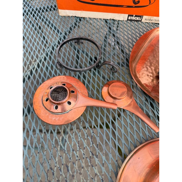 Vintage 1960s Stöckli Swiss Copper Samovar With Burner and Original Box For Sale - Image 11 of 17