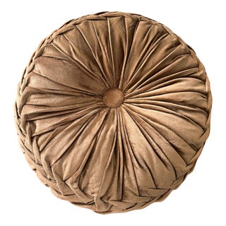 Vintage Mid Century Accent Pillow Round Velour Victorian Traditional Art Nouveau Hollywood Regency For Sale
