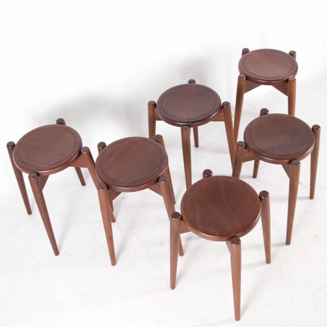 Vintage Japanese Stools, 1980s, Set of 6 For Sale - Image 3 of 16