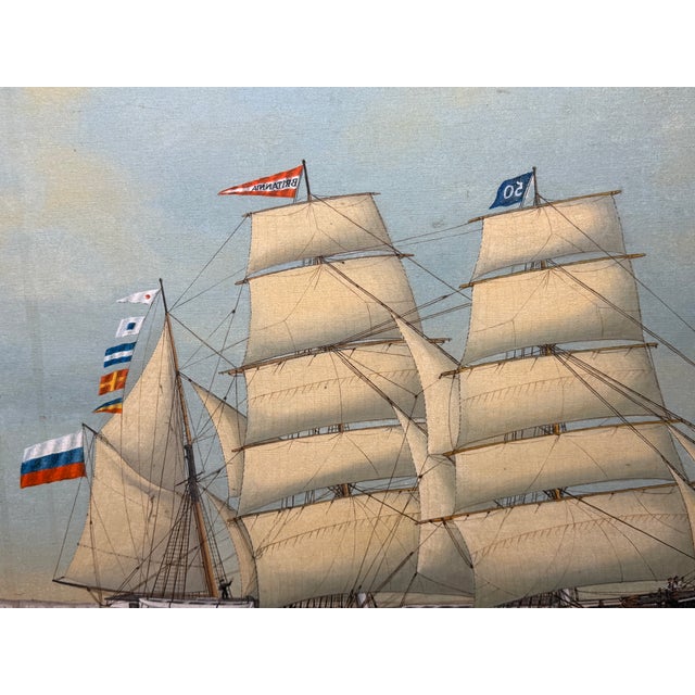Vintage Maritime Oil Painting of “Britannia of Åland” – Scandinavian Ship Portrait, Baltic Barque, Signed Hartvik After Lind For Sale - Image 15 of 18