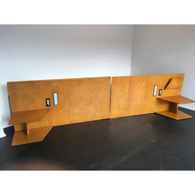 Gio ponti (1891-1979) pair of headboards for the hotel royal continental. Matching headboards in maple wood with double...