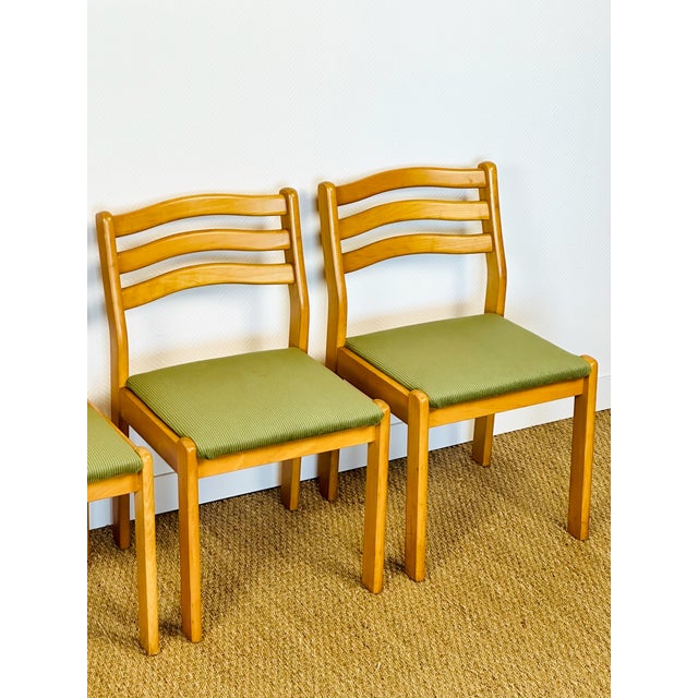 Vintage Beechwood and Green Corduroy Dining Chairs, 1960s, Set of 4 For Sale - Image 9 of 18