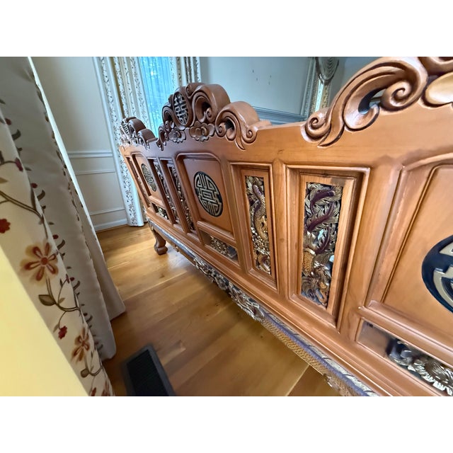 Thai Teakwood Hand Carved Sofa - Imported From Thailand For Sale - Image 4 of 4