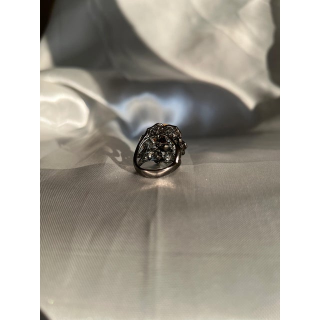 South Sea Golden Pearl and Champagne Diamond Flower Cocktail Ring, Size 7.5 For Sale - Image 11 of 12